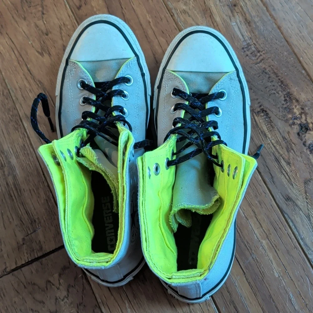 Converse Men's GTX High-Top Sneakers - Gray and Neon Yellow - Picture 5 of 13